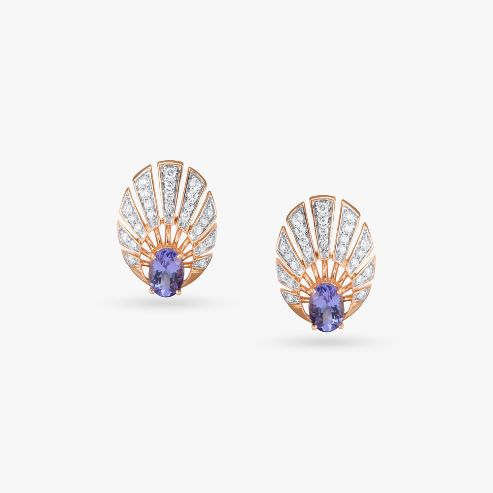 Divine Rays Diamond Stud Earrings