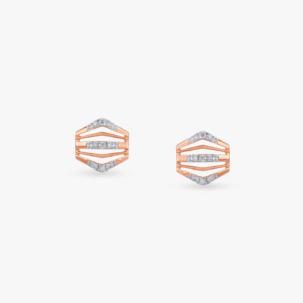 Prism Cage Diamond Stud Earrings