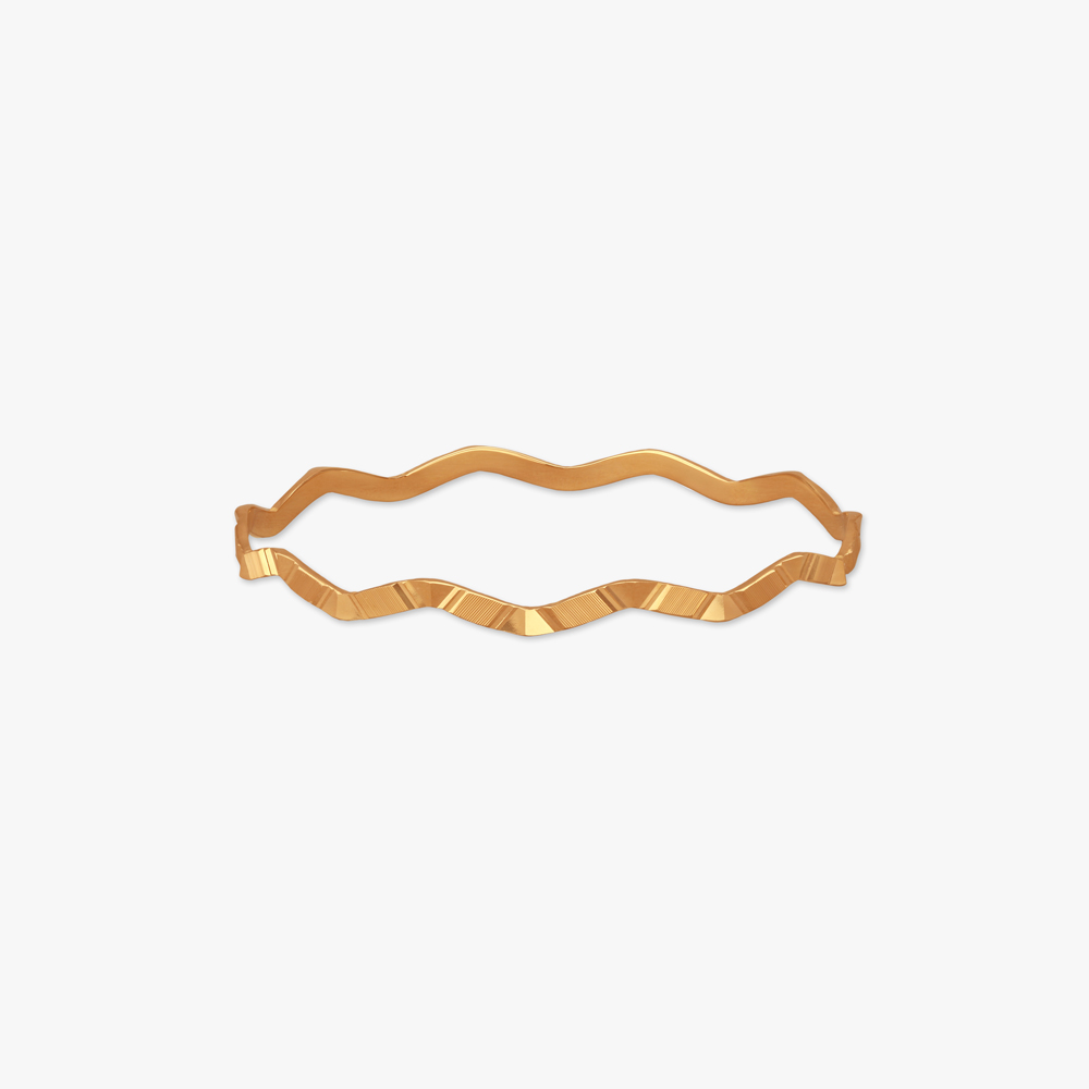 Sculpted Zigzag Gold Bangle