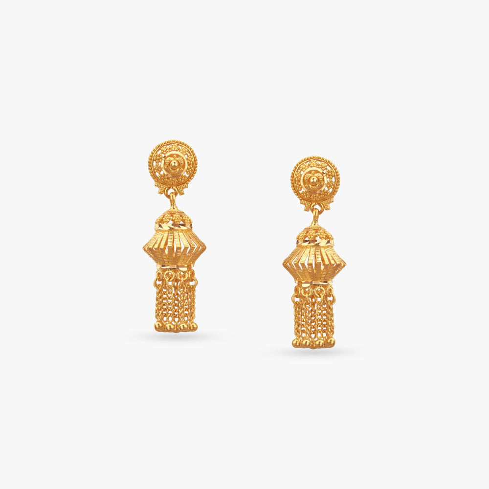 Royal Drape Gold Jhumka Earrings