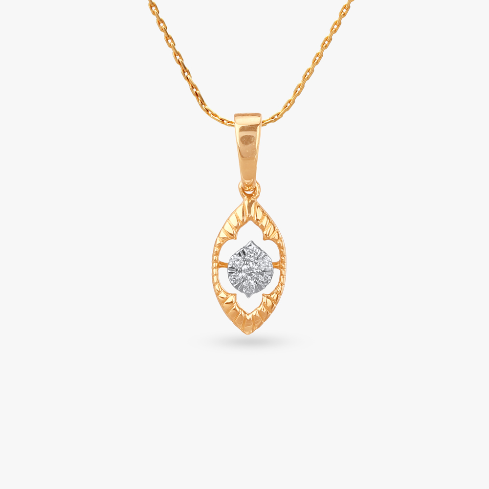 Engraved Frame Diamond Pendant
