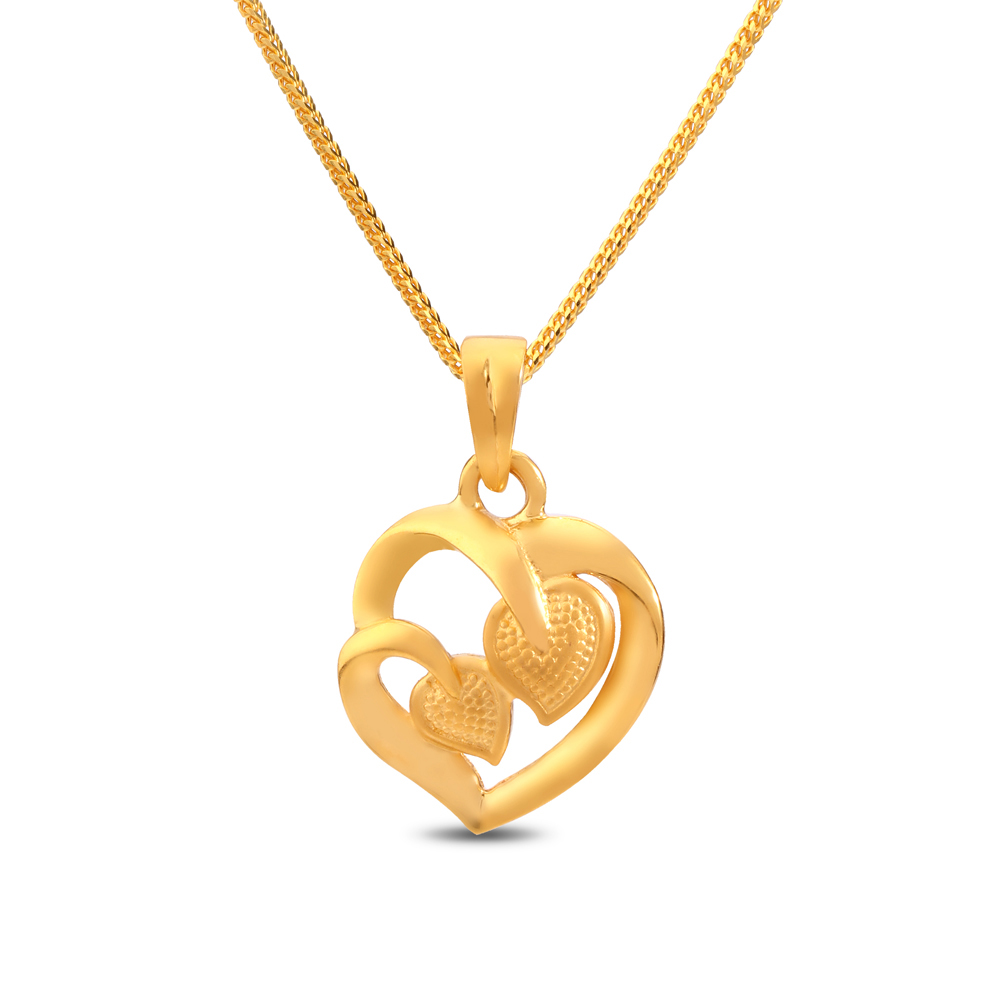 Charming Yellow Gold Dual Leaf Pendant
