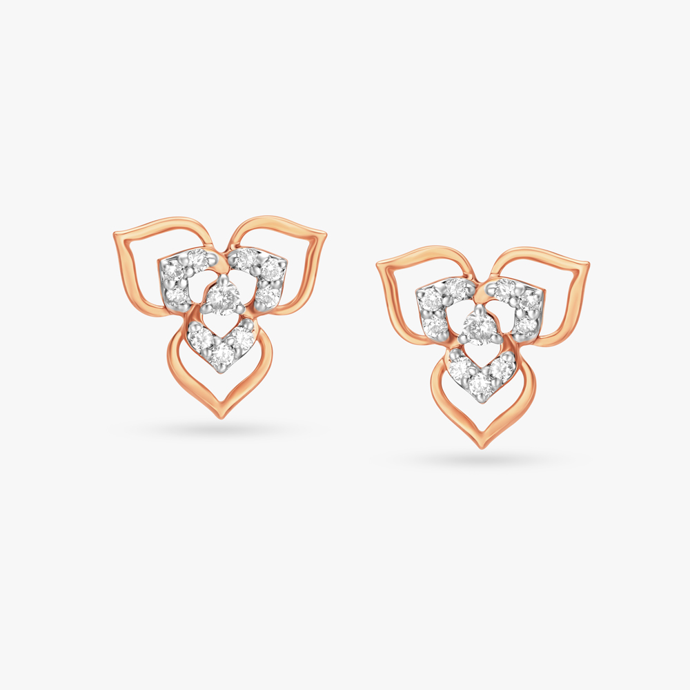 Trinity Bloom Diamond Stud Earrings