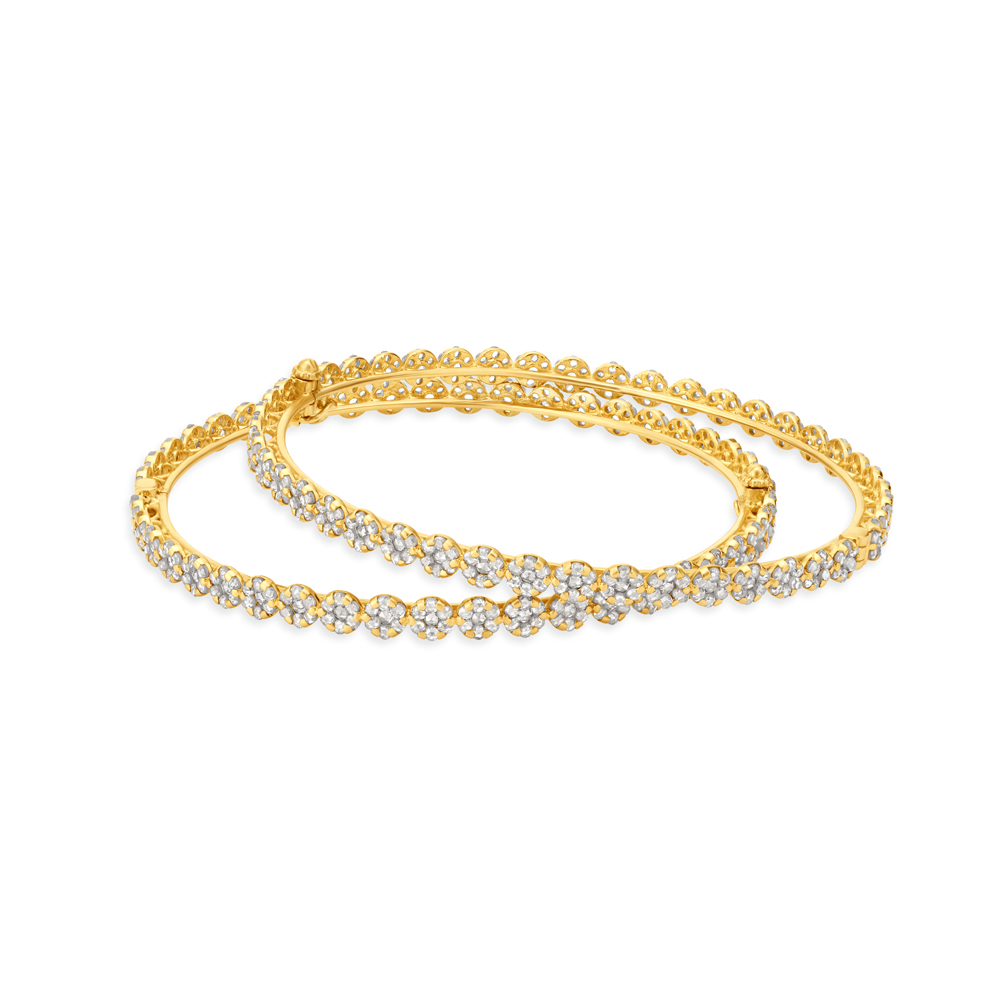 Floral Motif Carved Gold Bangle