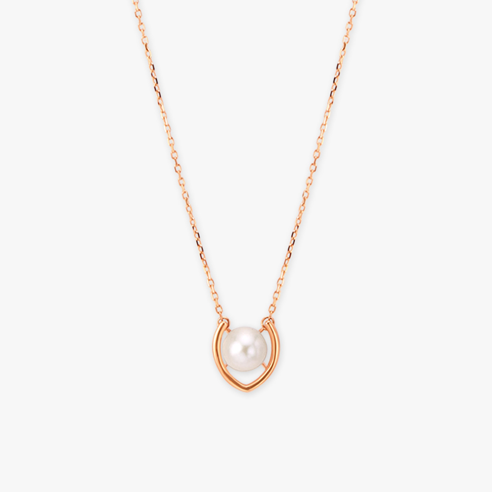 Crescent Pearl Pendant with Chain