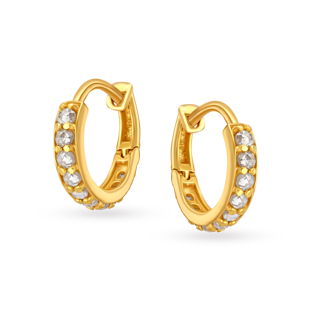 Linear Hoop Earrings with Un-cut Diamonds