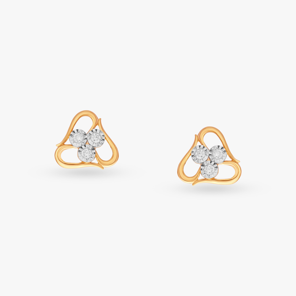 Triangular Diamond Stud Earrings