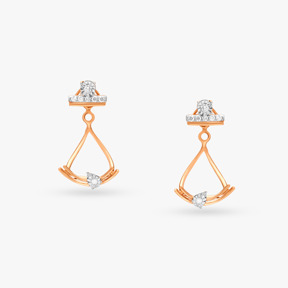 Dangling Elegance Diamond Stud Earrings