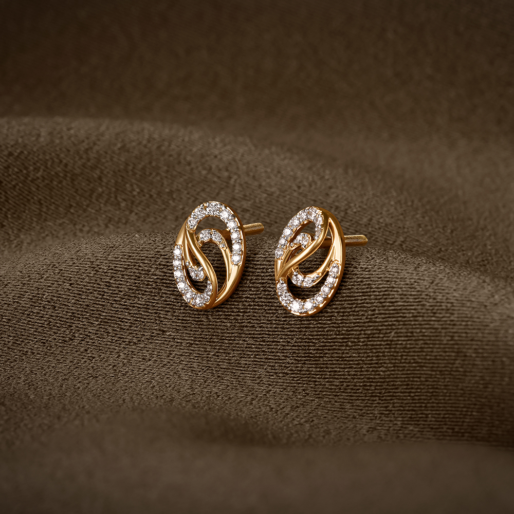 Swirling Luxe Diamond Stud Earrings
