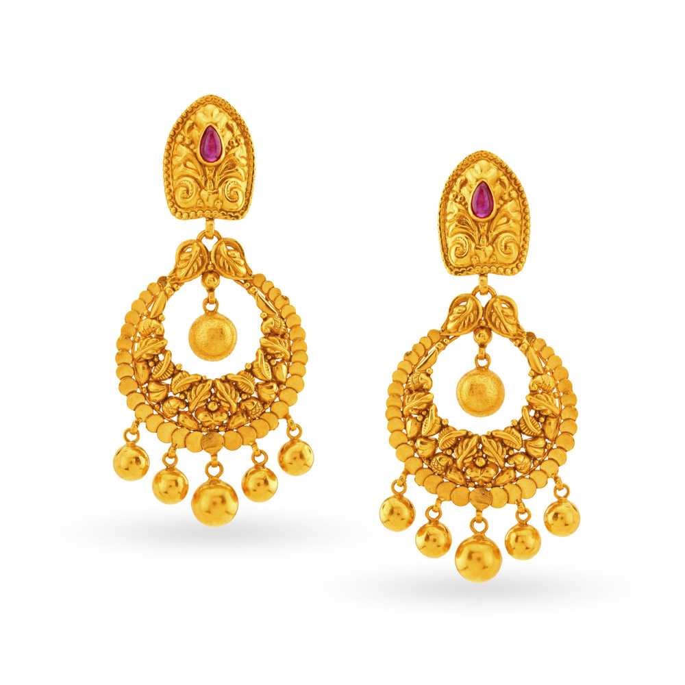 Baroque 22 Karat Gold Foliage Drop Earrings