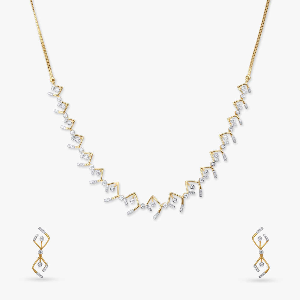 

Luminous Angular Diamond Necklace Set