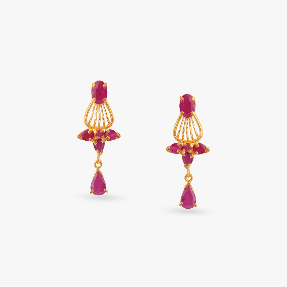 Chic Bloom Ruby Drop Earrings