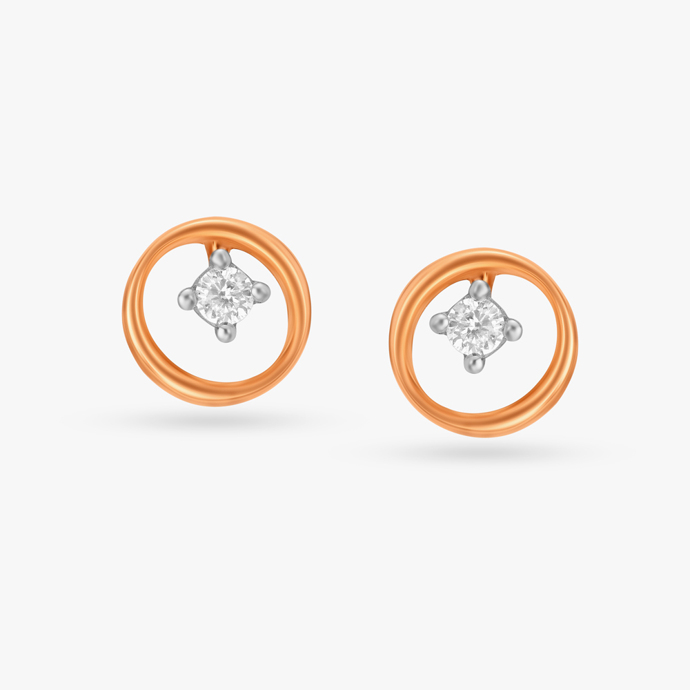 Zen Loop Diamond Stud Earrings