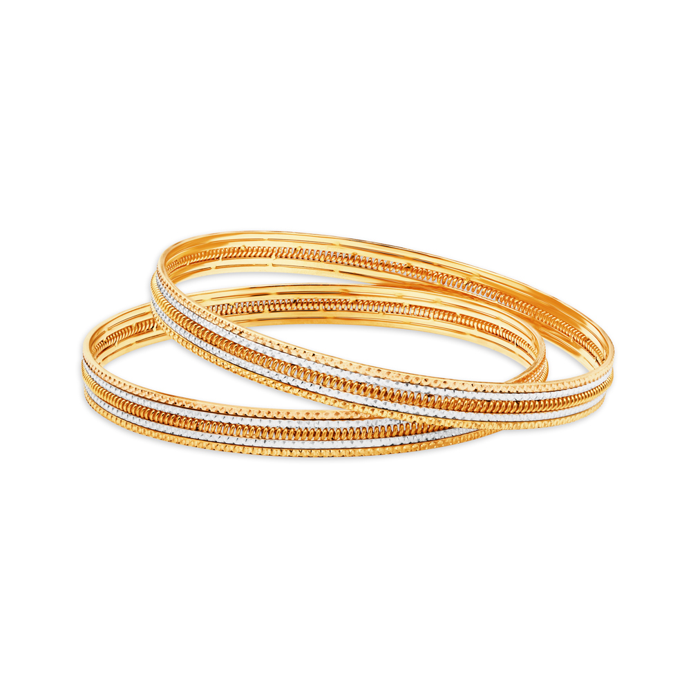 Vibrant Yellow Gold Spiral Bangles