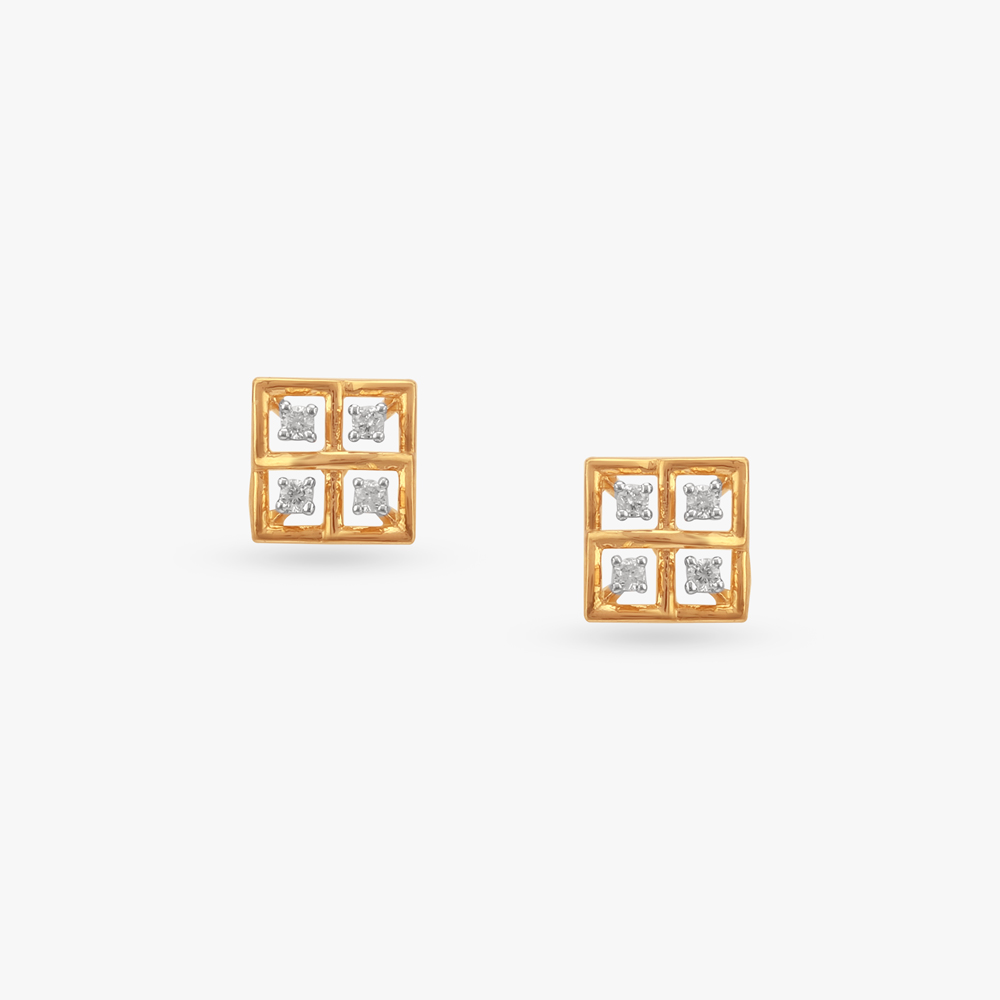 Royal Square Diamond Stud Earrings