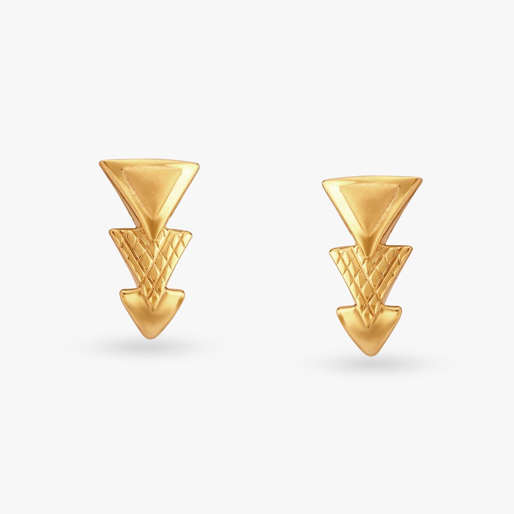 Triangular Gold Stud Earrings
