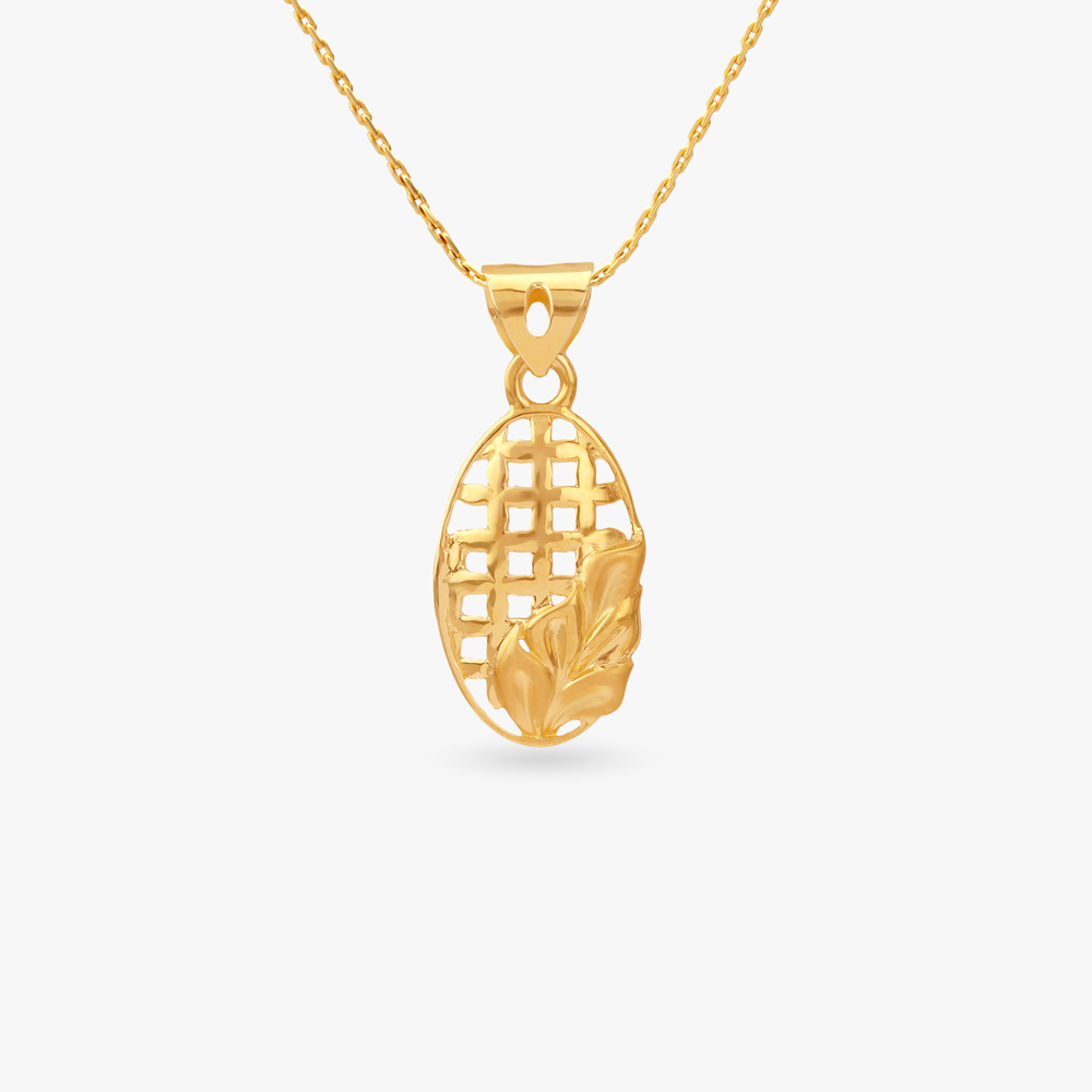 Lattice Leaf Gold Pendant