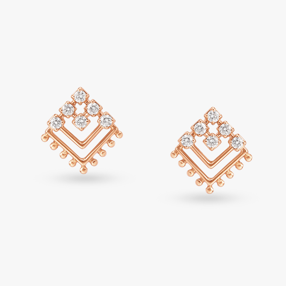 Geometric Eclectic Diamond Stud Earrings