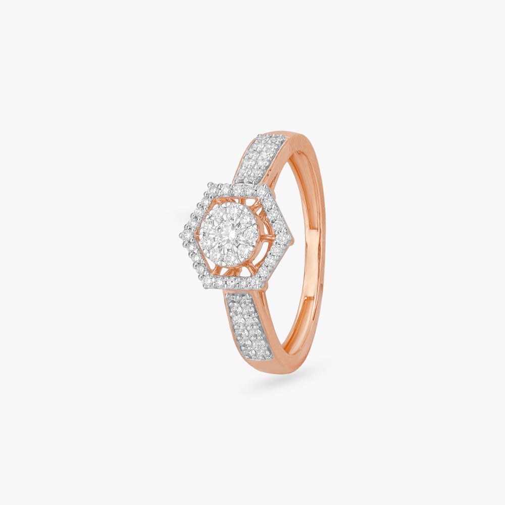Hexa Halo Diamond Ring
