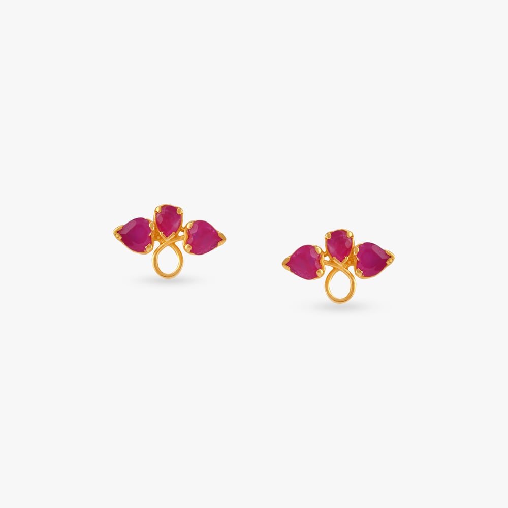 Scarlet Bloom Stud Earrings for Kids