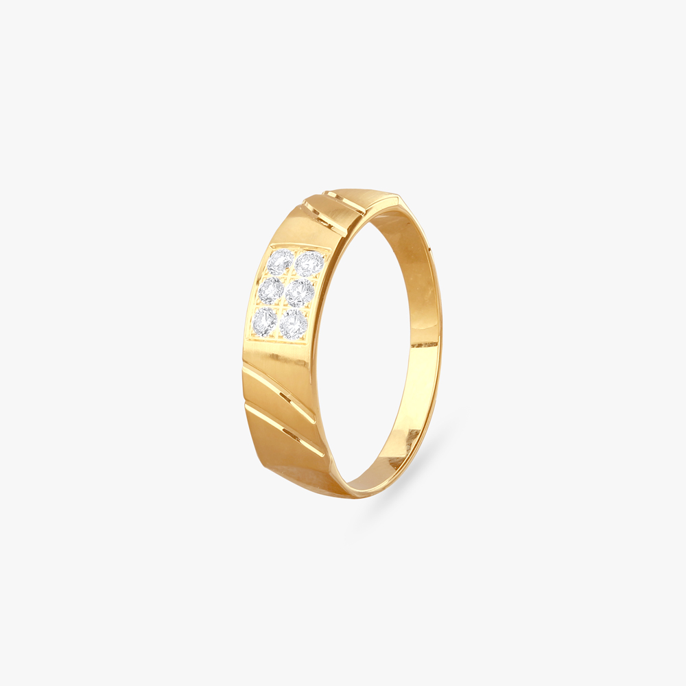 Sleek Grid Diamond Ring for Men