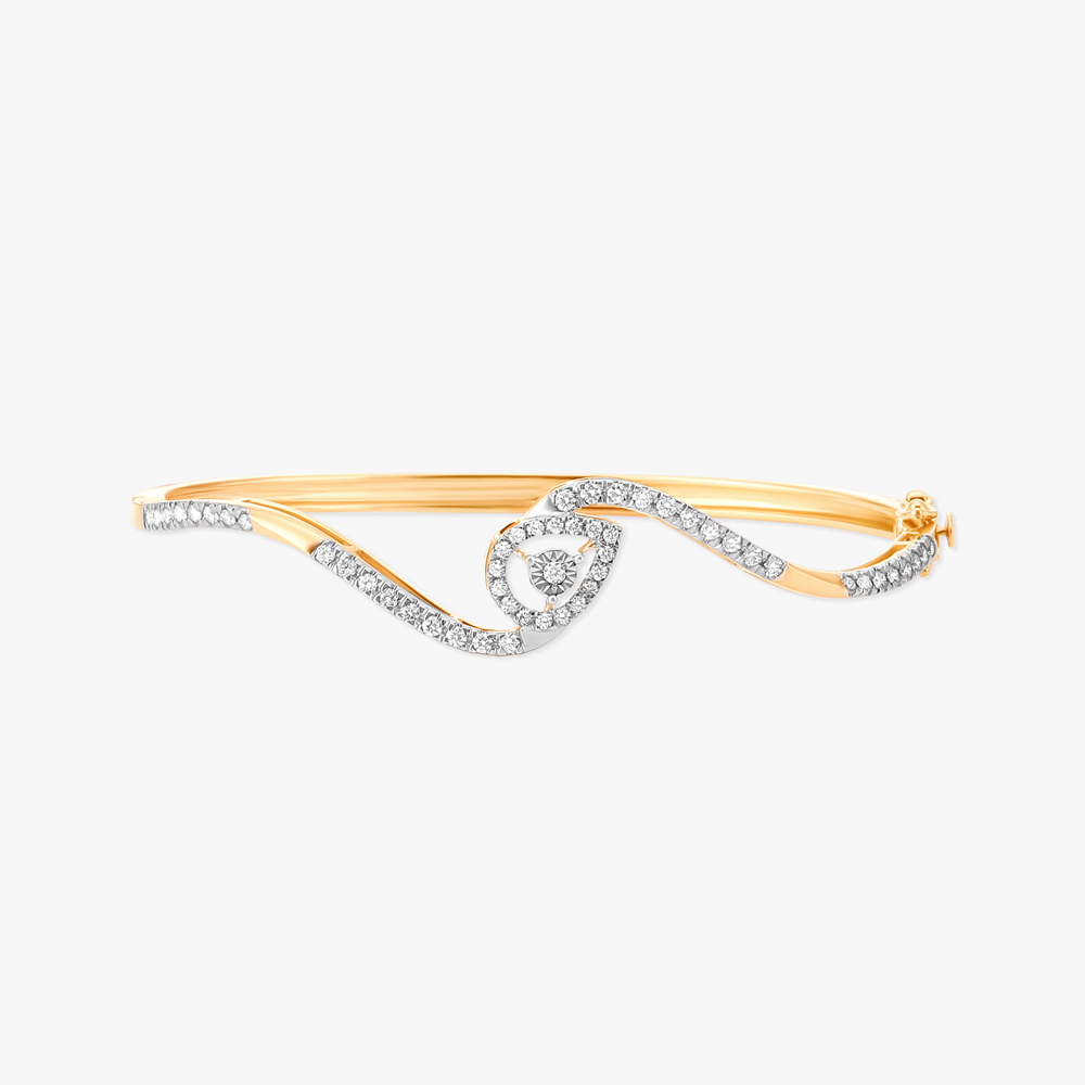 Curved Teardrop Diamond Bangle
