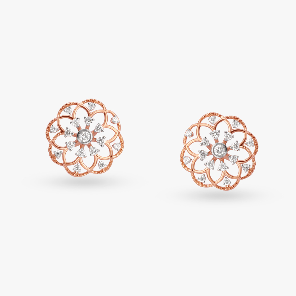 Filigree Florals Diamond Stud Earrings