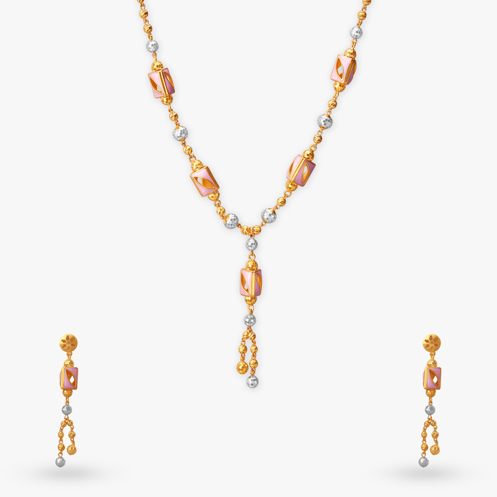 

Refined Enamel Gold Necklace Set