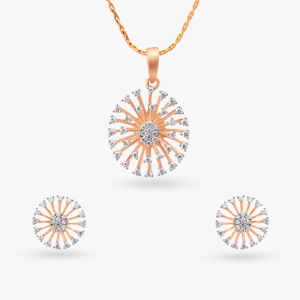Exquisite Diamond Pendant and Earrings Set