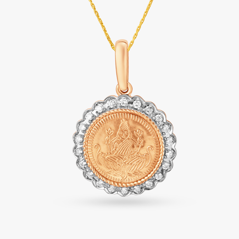Lakshmi Coin Diamond Pendant