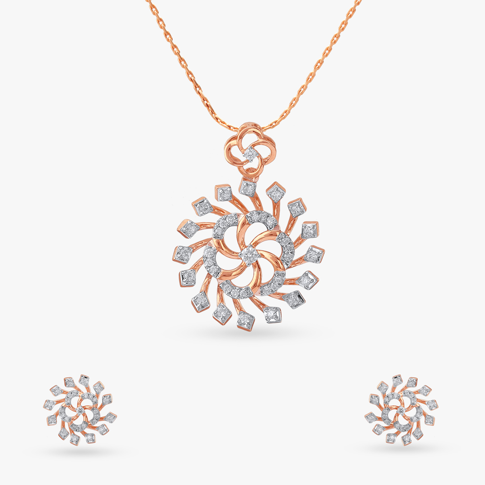 Swirl Royale Diamond Pendant and Earrings Set