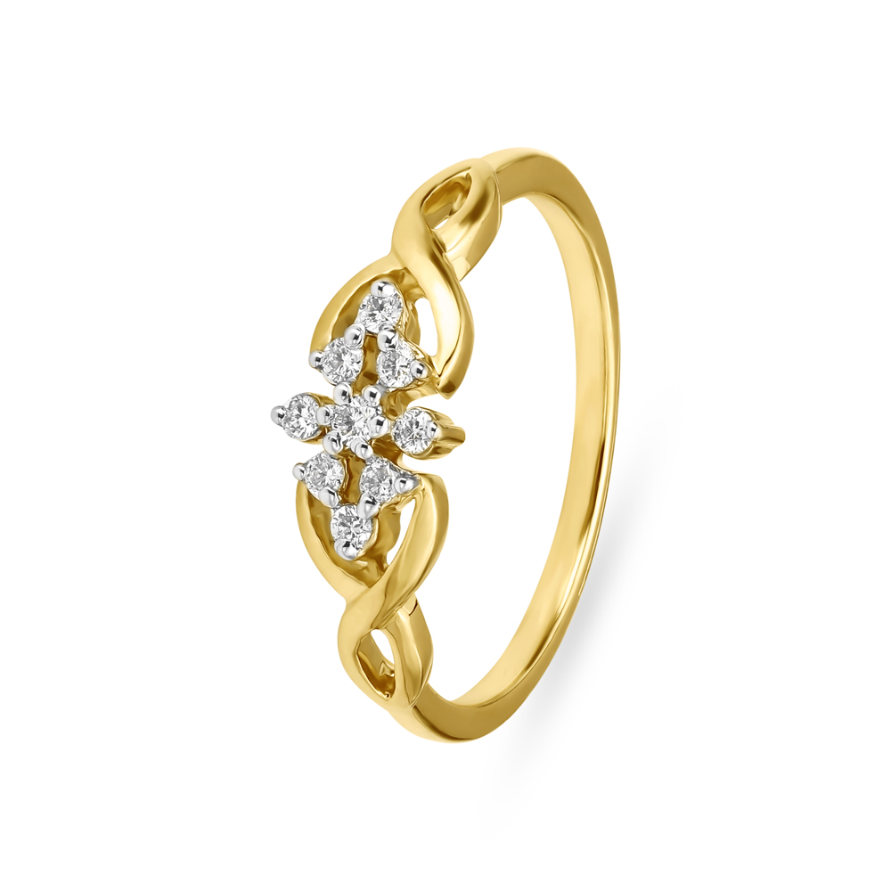 Modern Floral Pattern Diamond Finger Ring