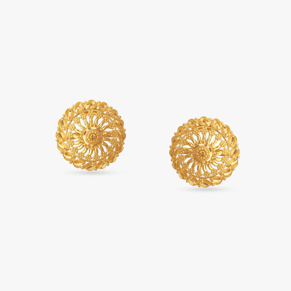 Sunlit Petal Gold Stud Earrings