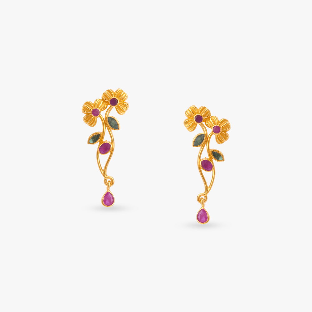 Vibrant Flower Drop Earrings