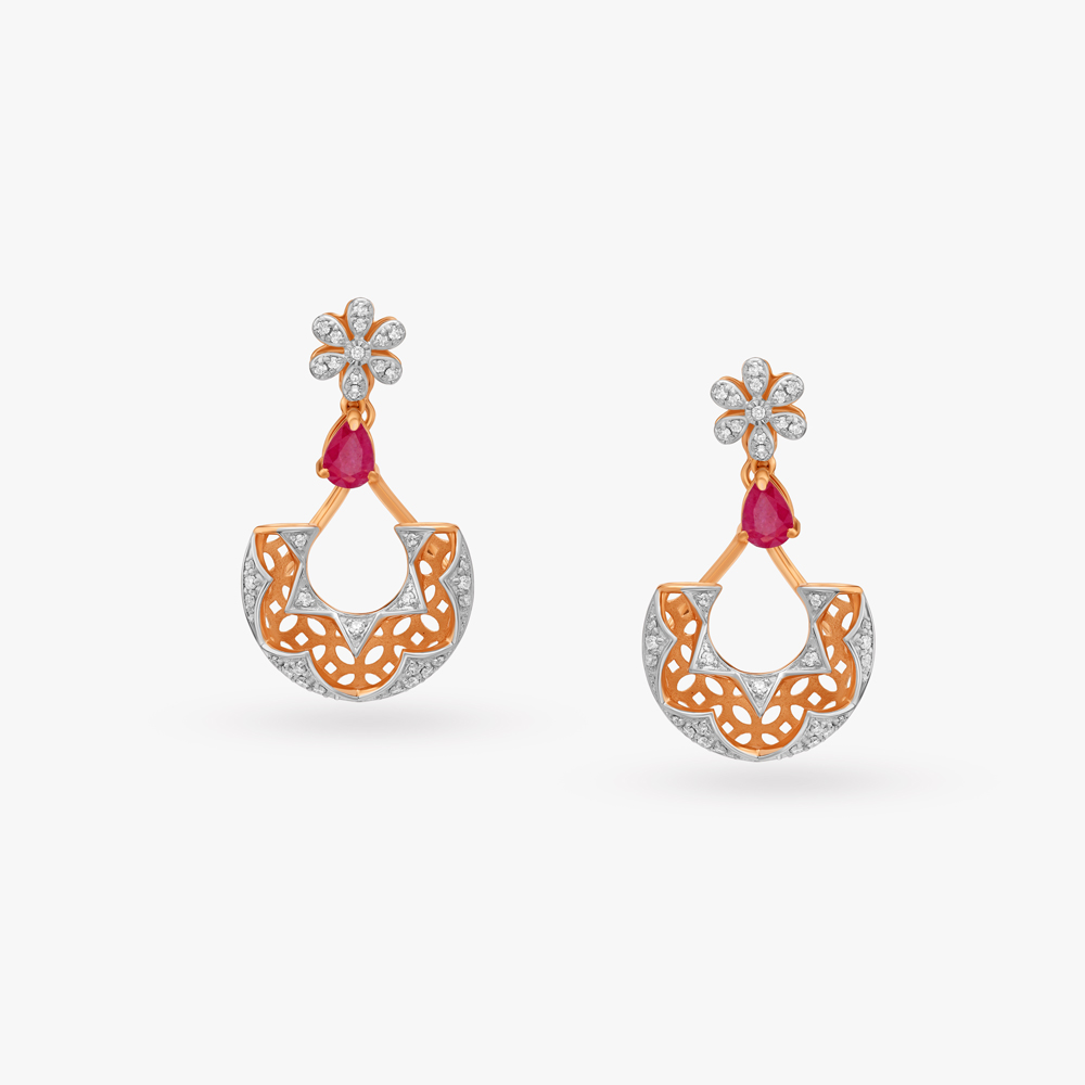 Floral Beauty Diamond Drop Earrings