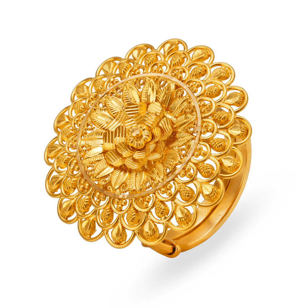 Majestic Floral Gold Finger Ring