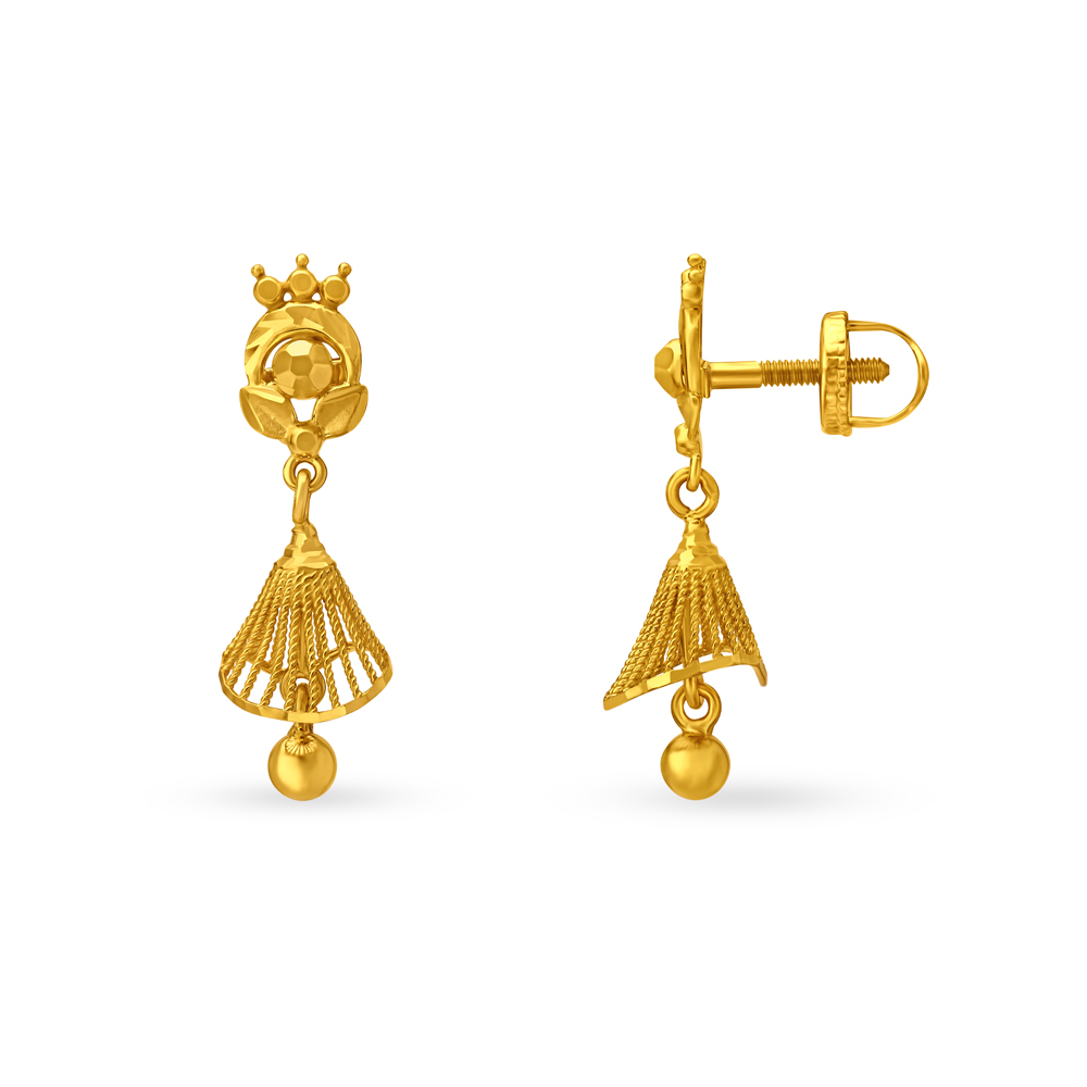 

Bewitching Bell Motif Gold Jhumka Earrings