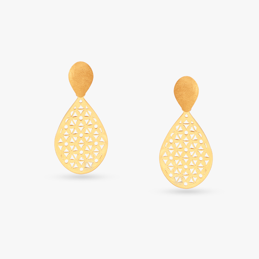 Teardrop Jali Drop Earrings