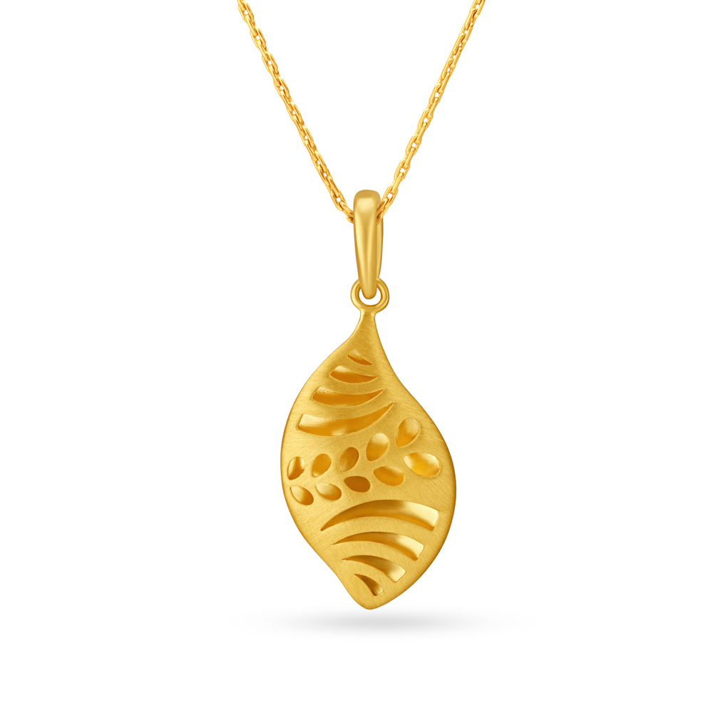 Beautiful Yellow Gold Carved Leaf Pendant