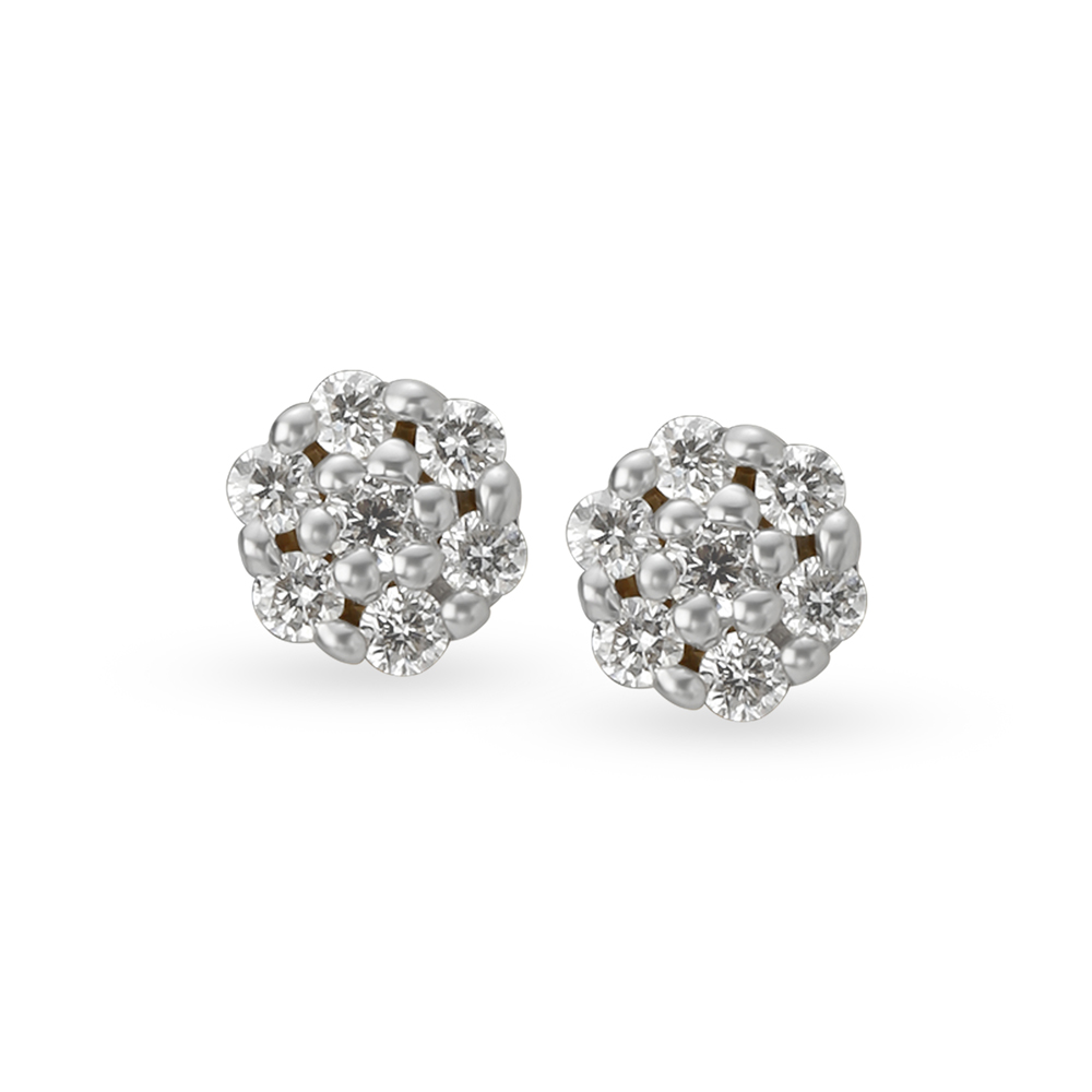 Floral Cluster Diamond Stud Earrings