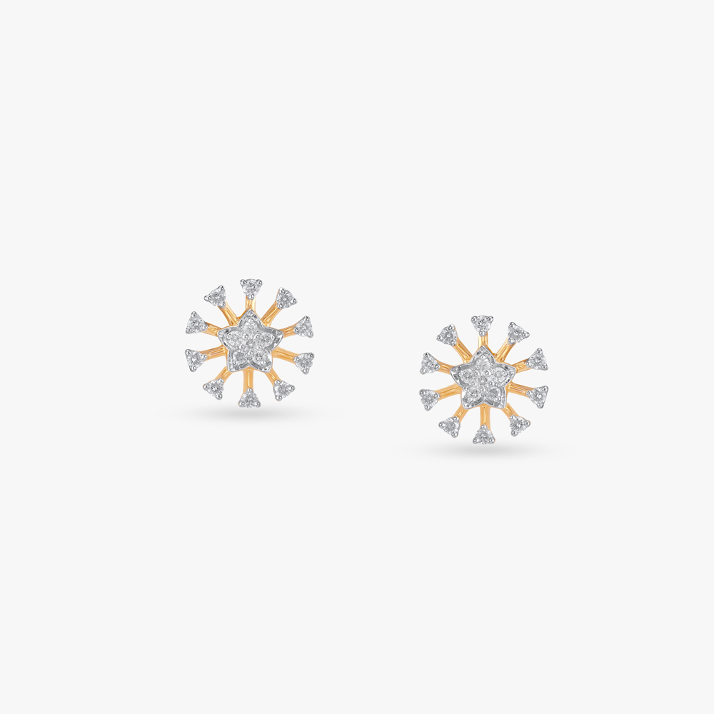Twinkling Star Diamond Stud Earrings