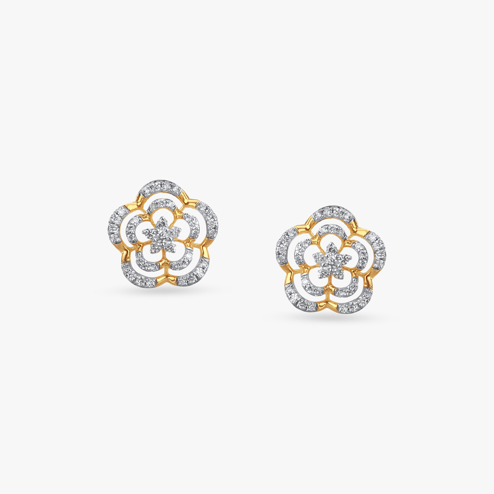 Petal Layers Diamond Stud Earrings