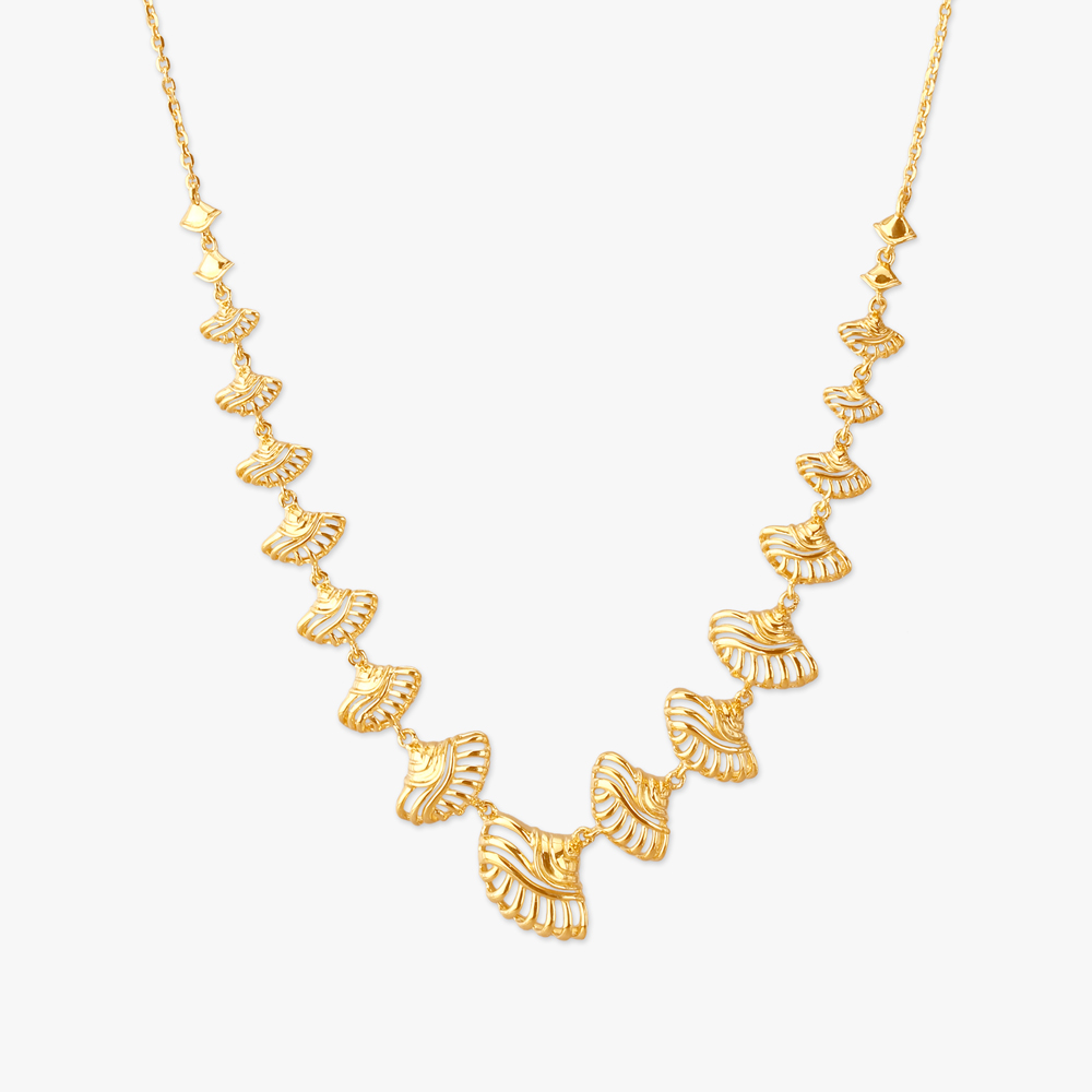Sculpted Fan Gold Necklace