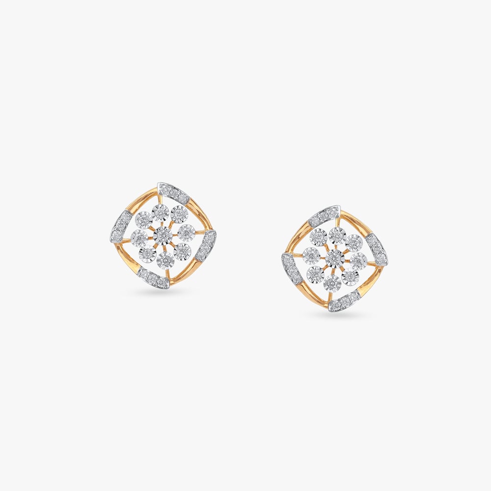 Cushion Bloom Diamond Stud Earrings