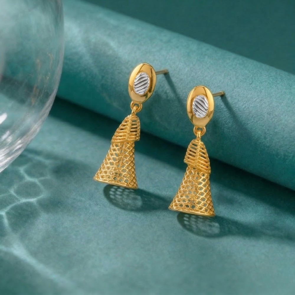 Woven Delight Gold Drop Earrings