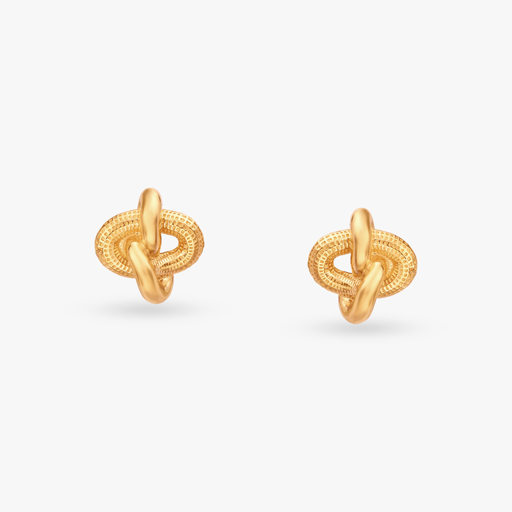 Knotted Gold Stud Earrings