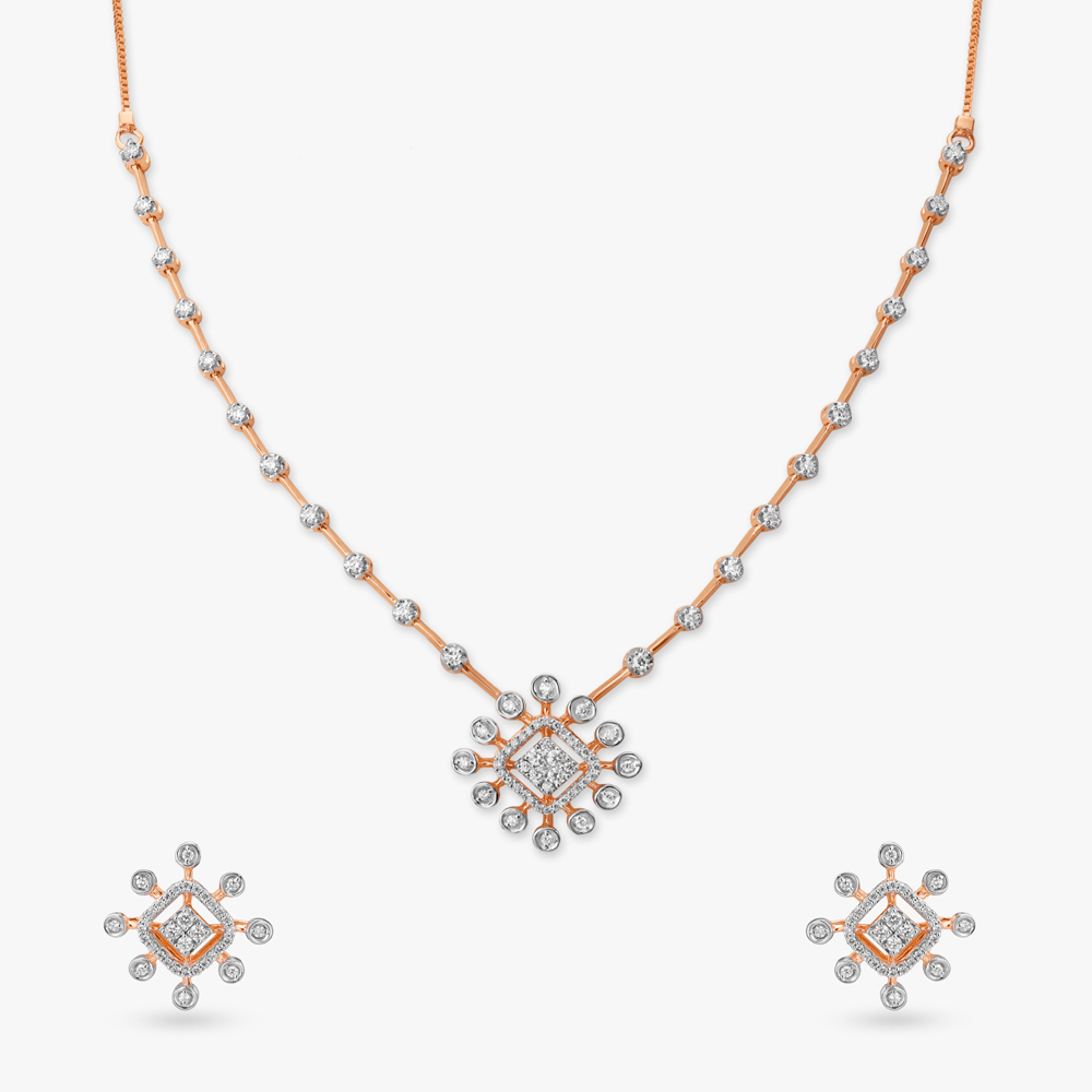 Dainty Dazzle Diamond Necklace Set