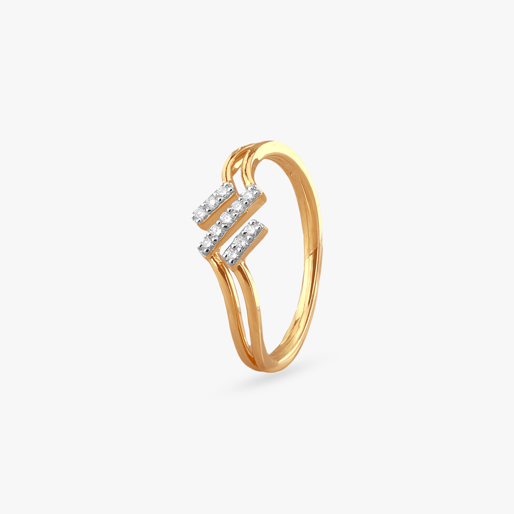 Crossover Line Diamond Ring
