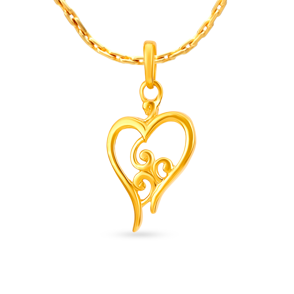 Adorable 22 Karat Yellow Gold Heart Pendant