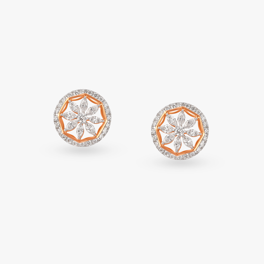 Radiant Bloom Diamond Stud Earrings